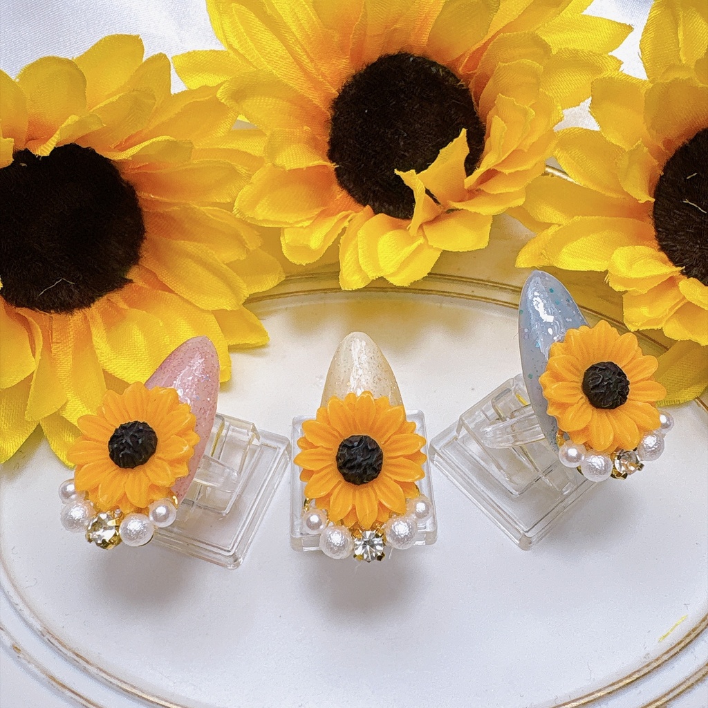 🌻 親指隠しネイル向日葵 🌻