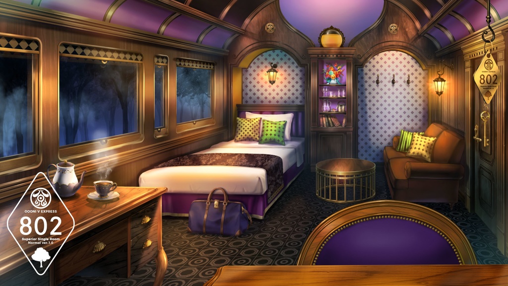 【動く配信用背景】寝台特急 OOONI V EXPRESS 通常ver【Vtuber向け】