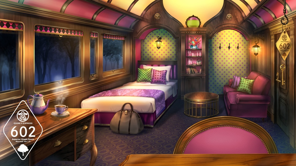 【動く配信用背景】寝台特急 OOONI V EXPRESS 通常ver【Vtuber向け】