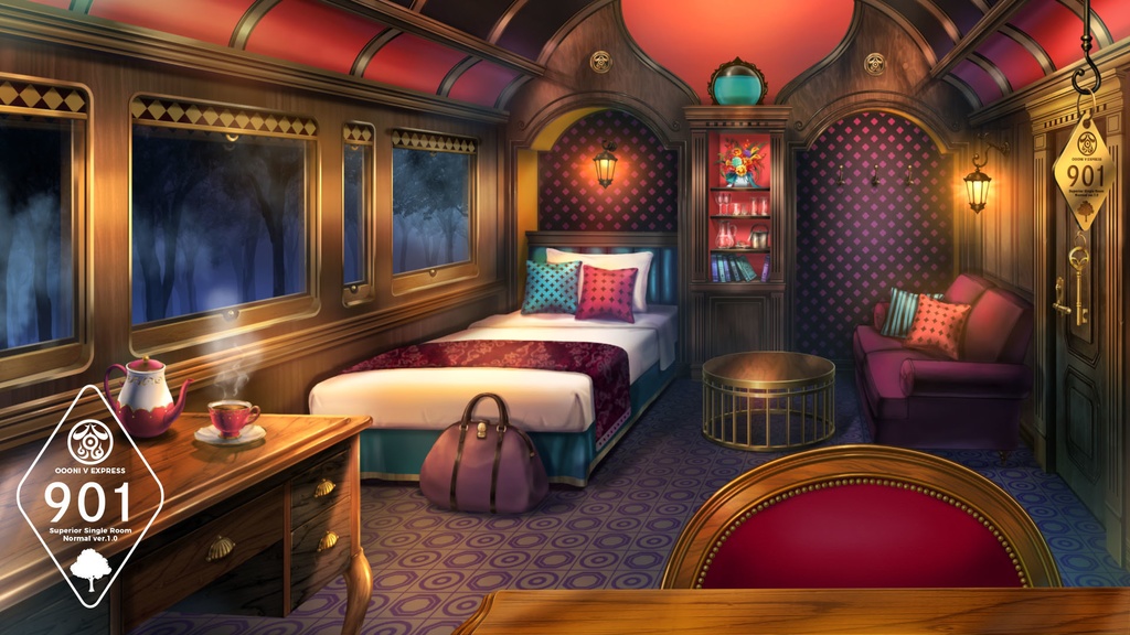 【動く配信用背景】寝台特急 OOONI V EXPRESS 通常ver【Vtuber向け】