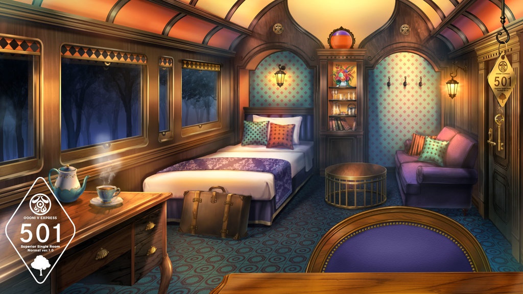 【動く配信用背景】寝台特急 OOONI V EXPRESS 通常ver【Vtuber向け】