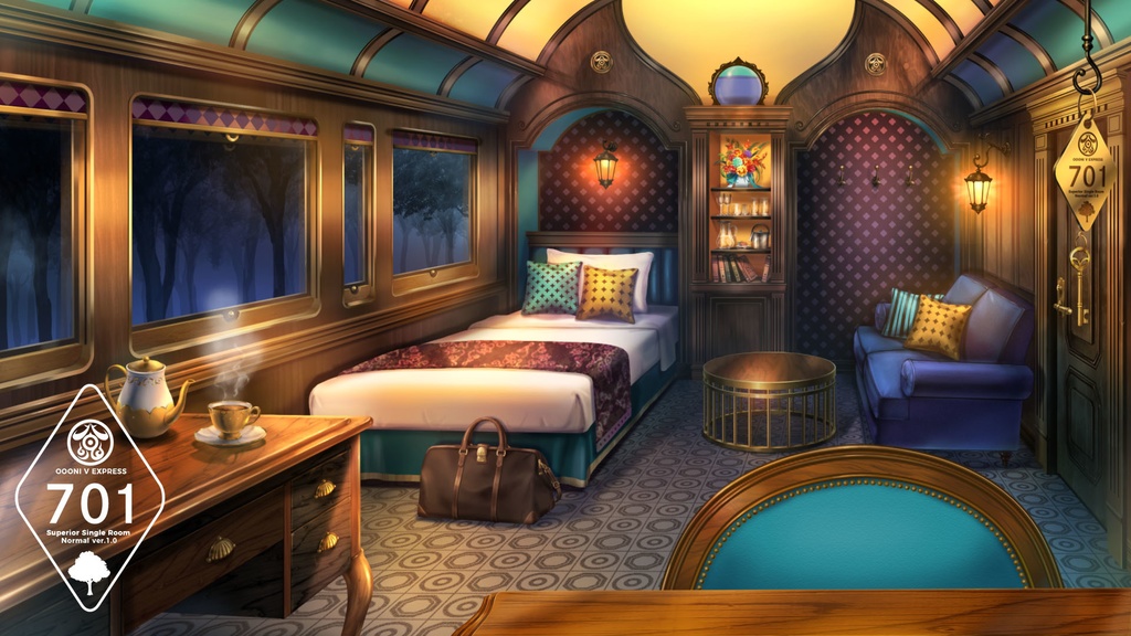 【動く配信用背景】寝台特急 OOONI V EXPRESS 通常ver【Vtuber向け】