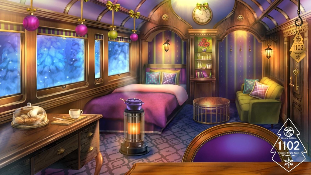 【動く配信背景】寝台特急 OOONI V EXPRESS Winter ver【Vtuber向け】