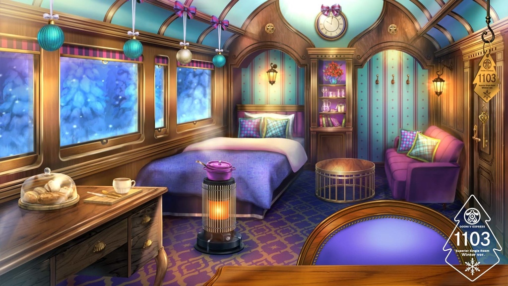 【動く配信背景】寝台特急 OOONI V EXPRESS Winter ver【Vtuber向け】