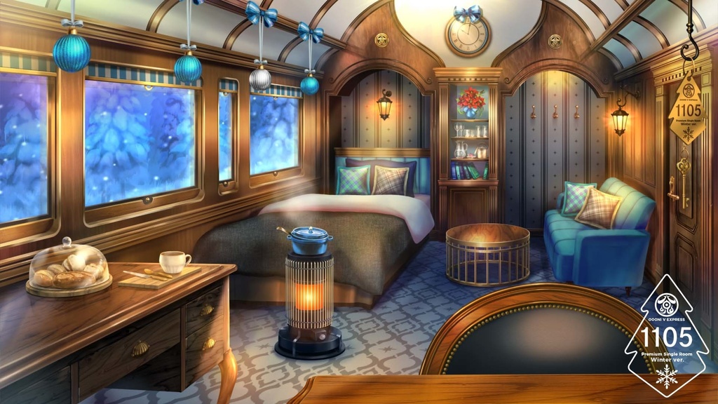 【動く配信背景】寝台特急 OOONI V EXPRESS Winter ver【Vtuber向け】