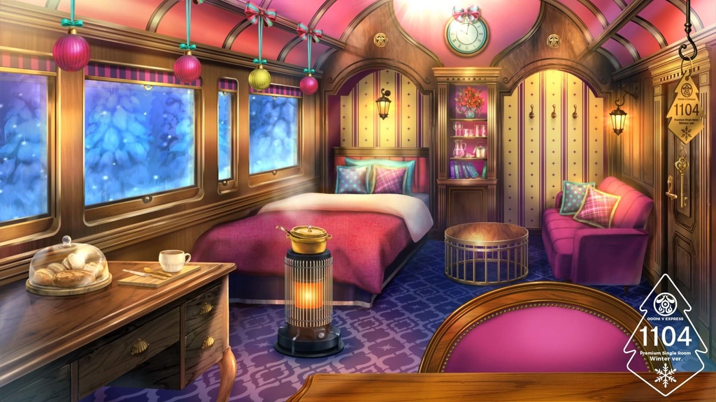 【動く配信背景】寝台特急 OOONI V EXPRESS Winter ver【Vtuber向け】