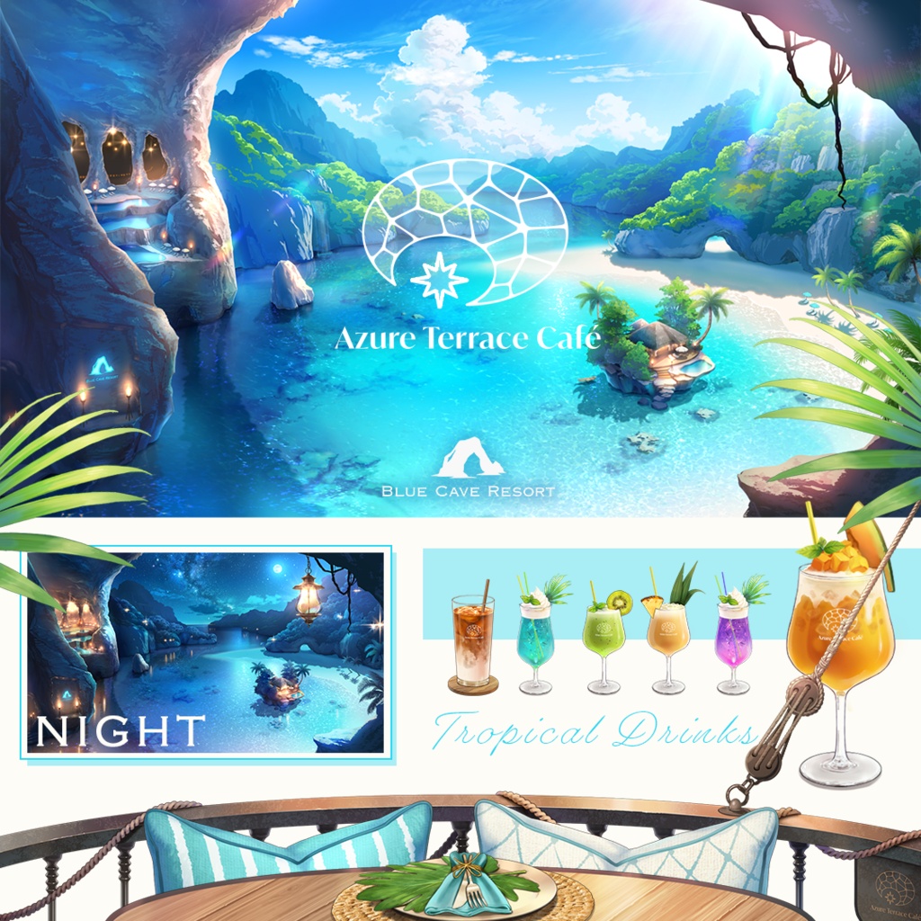 【動く背景】秘密の入り江のカフェ-Azure Terrace Café-【Blue Cave Resort シリーズ】