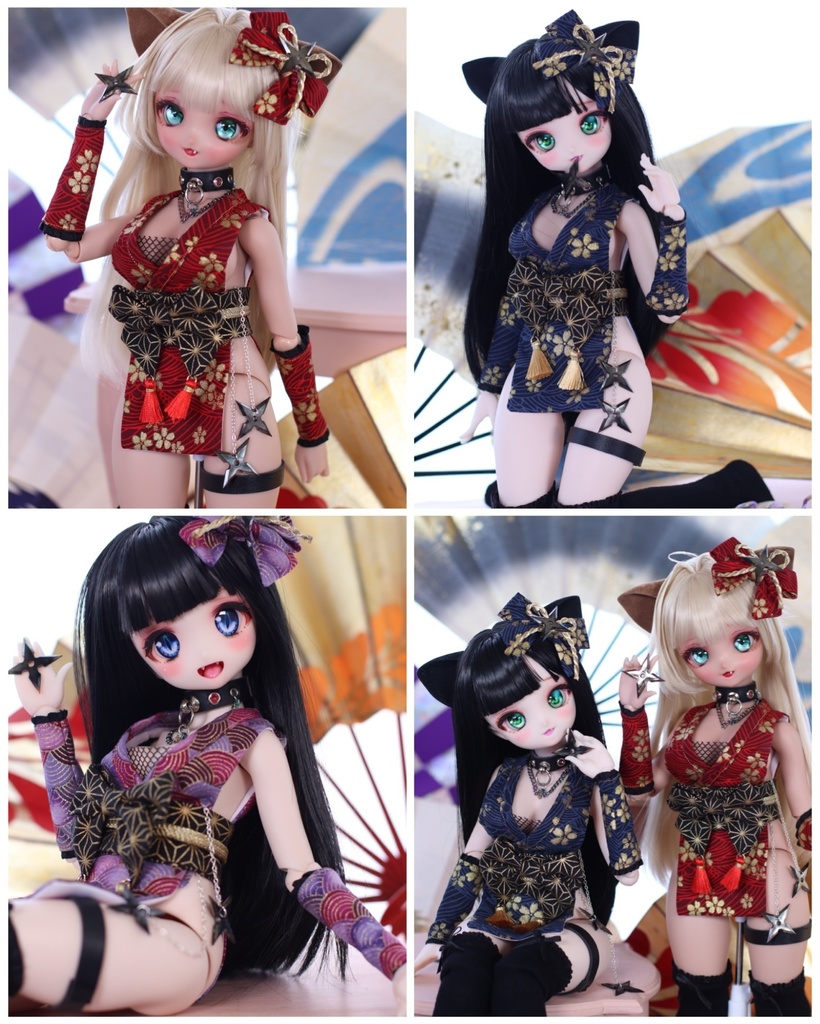 クノイチちゃん衣装セット手裏剣付き(忍者MDDサイズ)