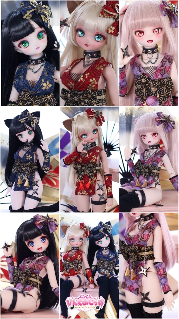 クノイチちゃん衣装セット手裏剣付き(忍者MDDサイズ)