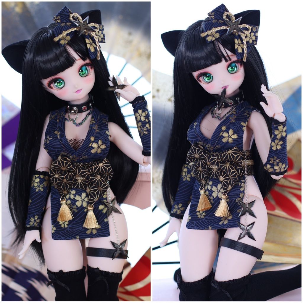 クノイチちゃん衣装セット手裏剣付き(忍者MDDサイズ)