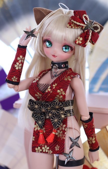 クノイチちゃん衣装セット手裏剣付き(忍者MDDサイズ)