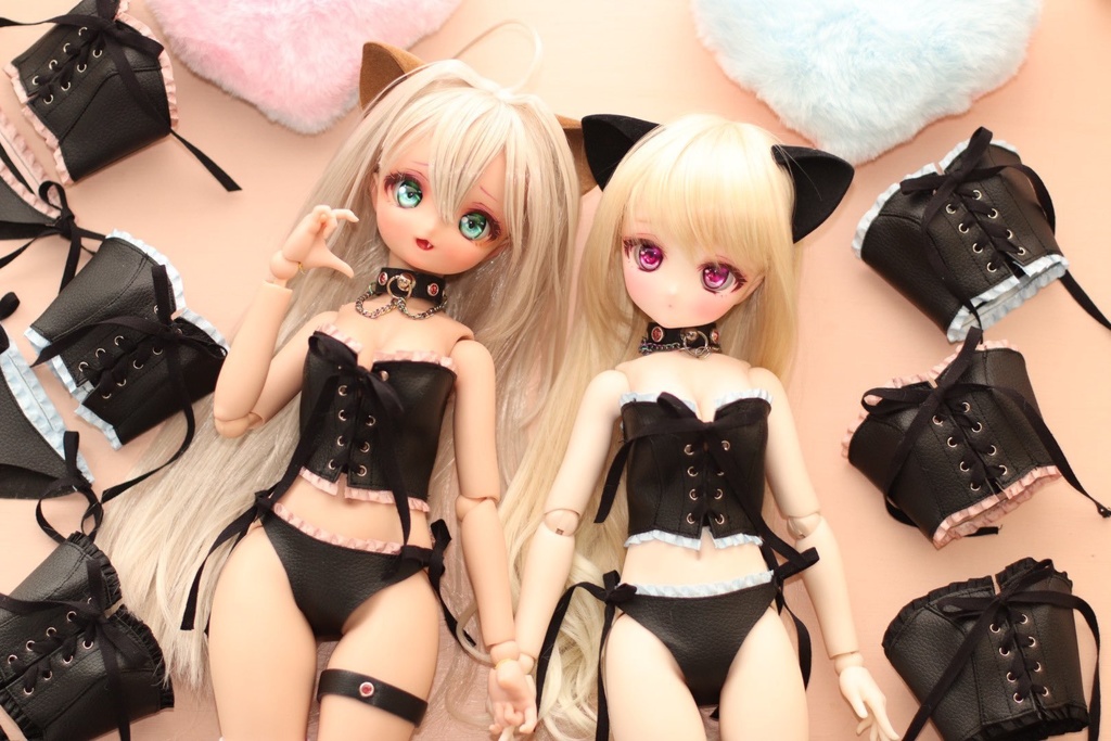 ぴんくのしっぽ定番♪MDDサイズビスチェ&紐パン2点セット