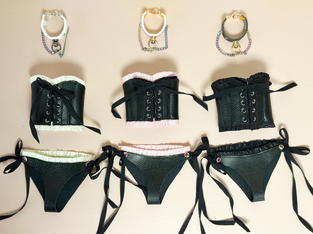 ぴんくのしっぽ定番♪MDDサイズビスチェ&紐パン2点セット