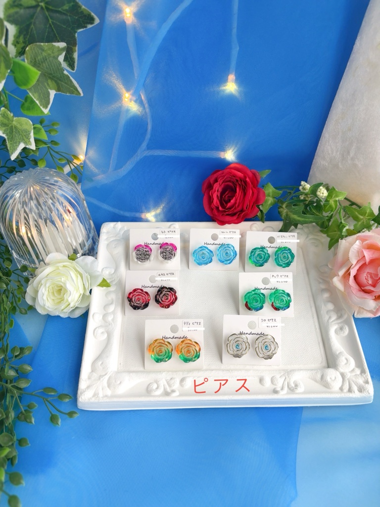 薔薇の耳飾りピアス