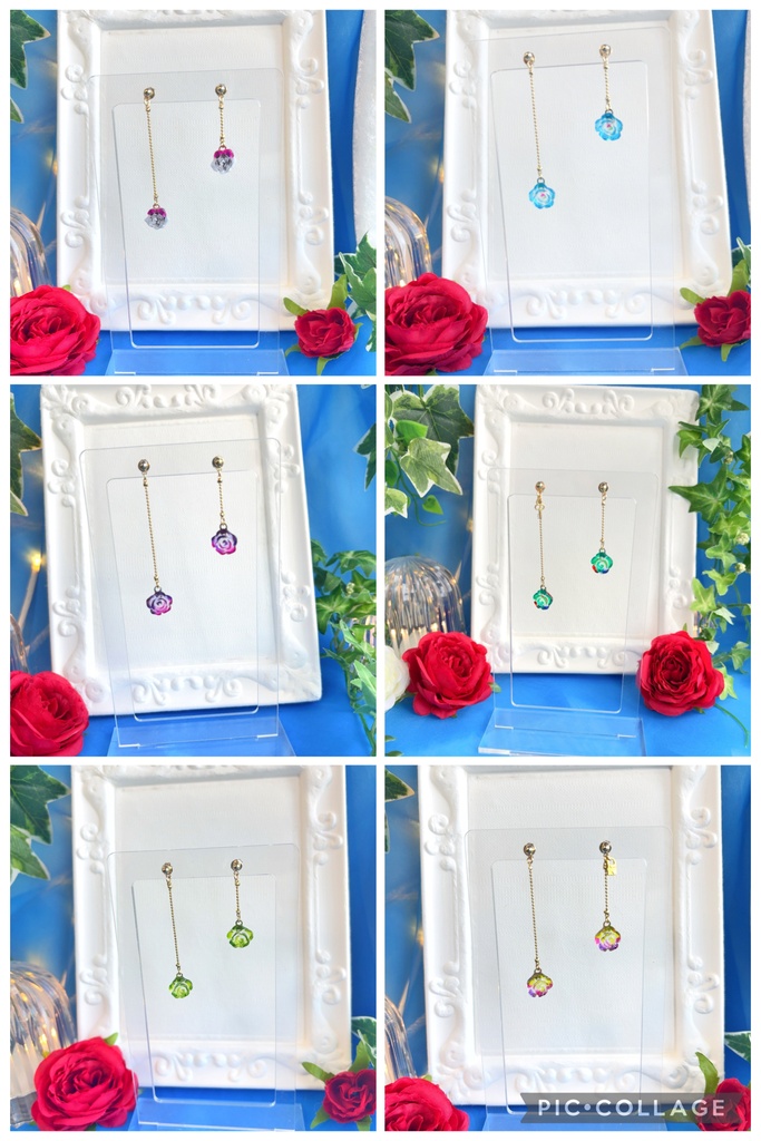 ❤️‍🩹🪡🌟🔑💮🍽️ミニ薔薇ピアス