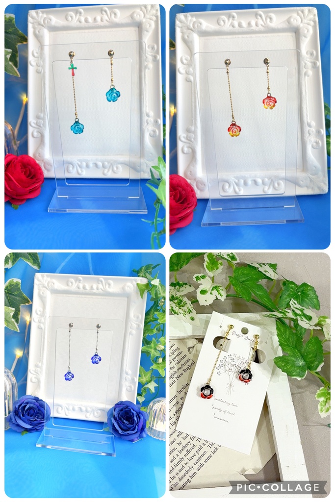 ✝️🦋🦾🥀ミニ薔薇ピアス