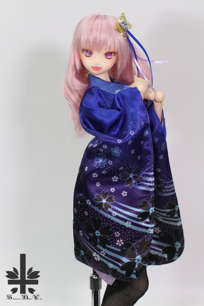 ☆SPECIAL OFFER☆ 華麗短い和服 《青。舞桜》(送料無料)