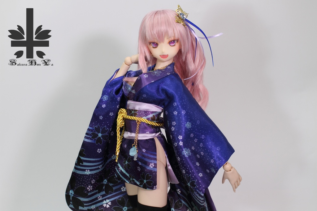 ☆SPECIAL OFFER☆ 華麗短い和服 《青。舞桜》(送料無料)