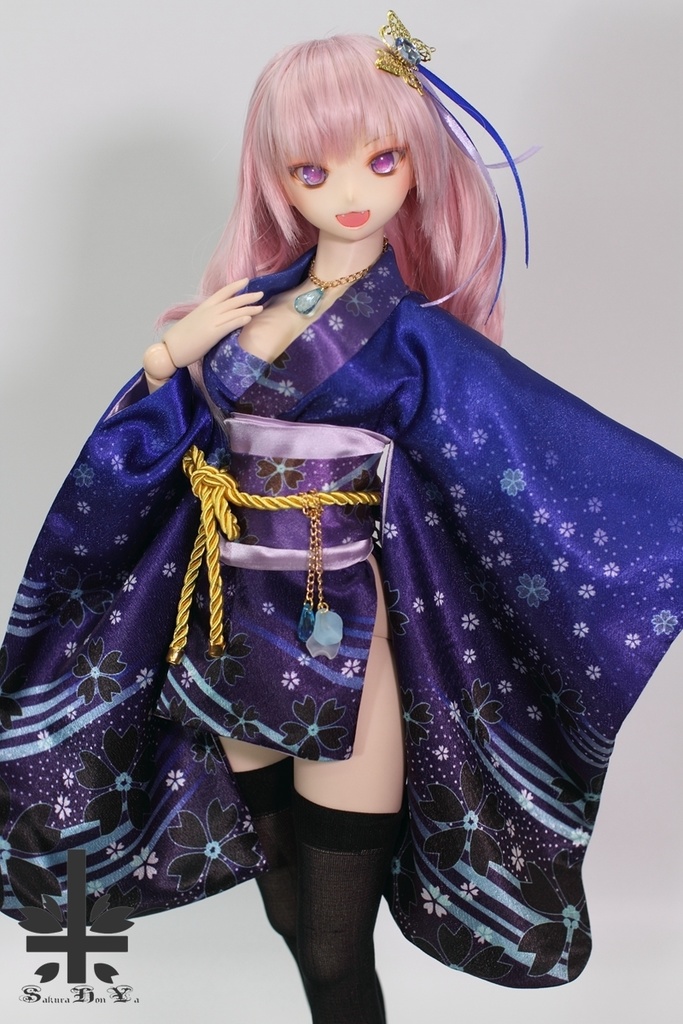 ☆SPECIAL OFFER☆ 華麗短い和服 《青。舞桜》(送料無料)