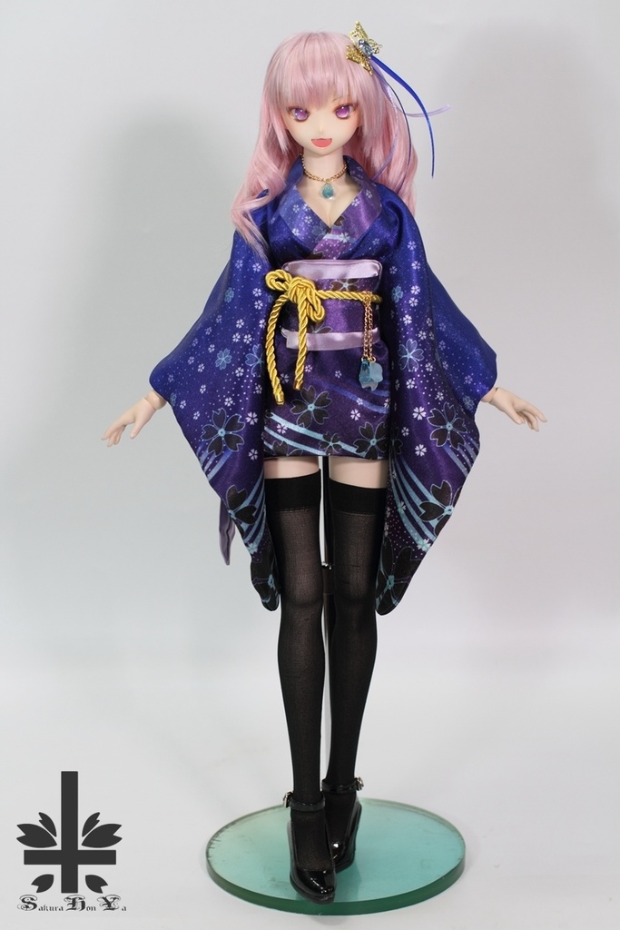 ☆SPECIAL OFFER☆ 華麗短い和服 《青。舞桜》(送料無料)