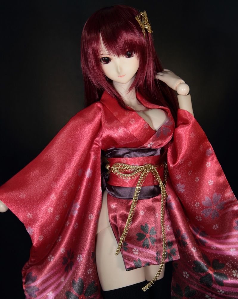 ☆SPECIAL OFFER☆ 華麗短い和服 《赤。舞桜》(送料無料)