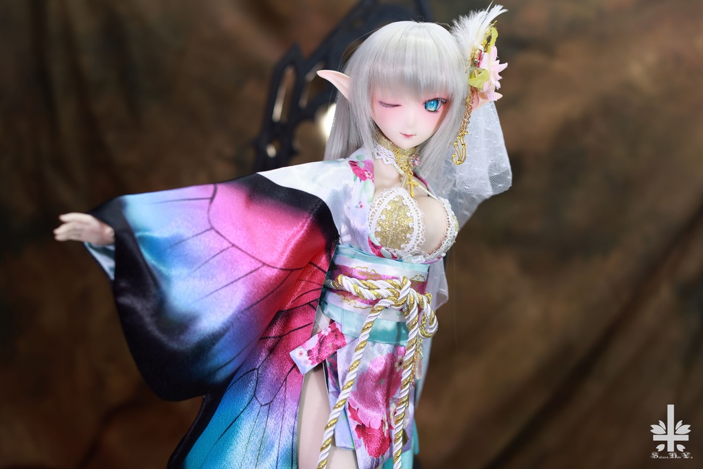 華麗短い和服《恋羽蝶》 ★★ONE OFF★★(送料無料)