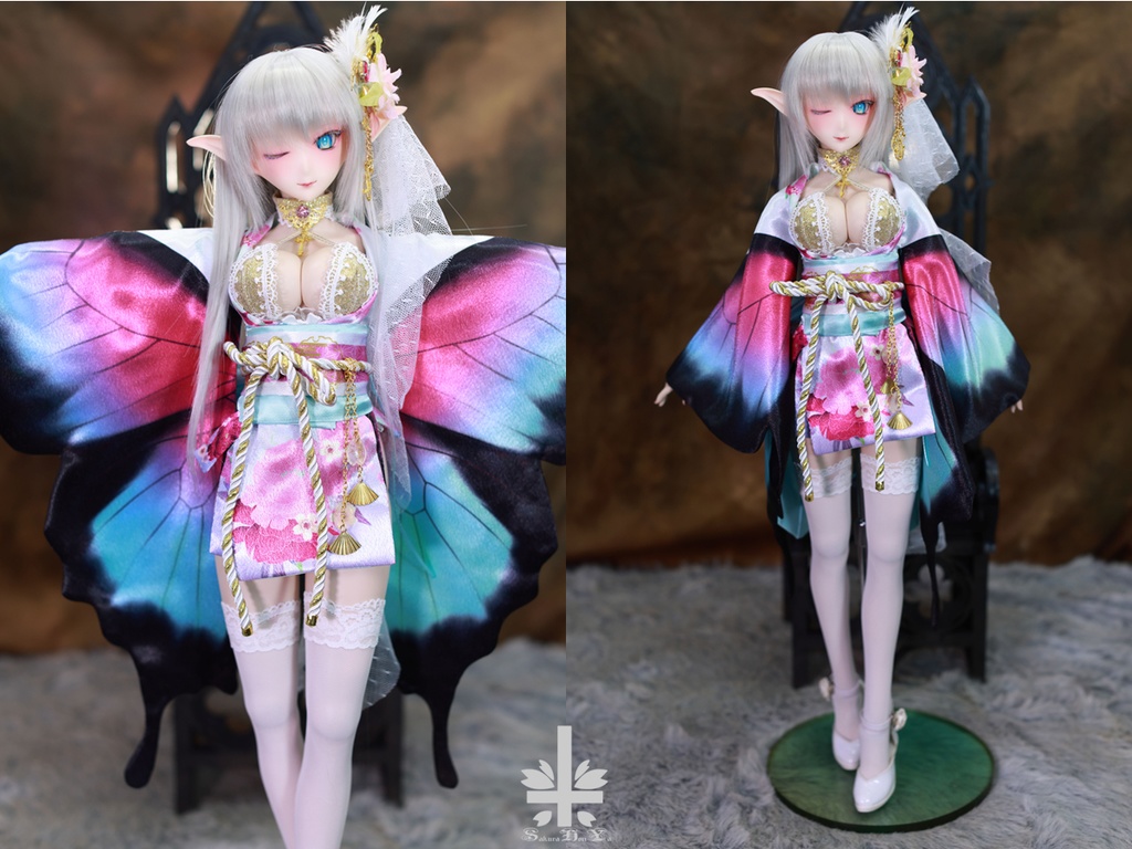 華麗短い和服《恋羽蝶》 ★★ONE OFF★★(送料無料)