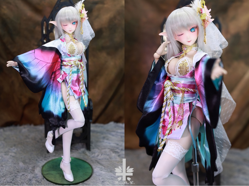 華麗短い和服《恋羽蝶》 ★★ONE OFF★★(送料無料)