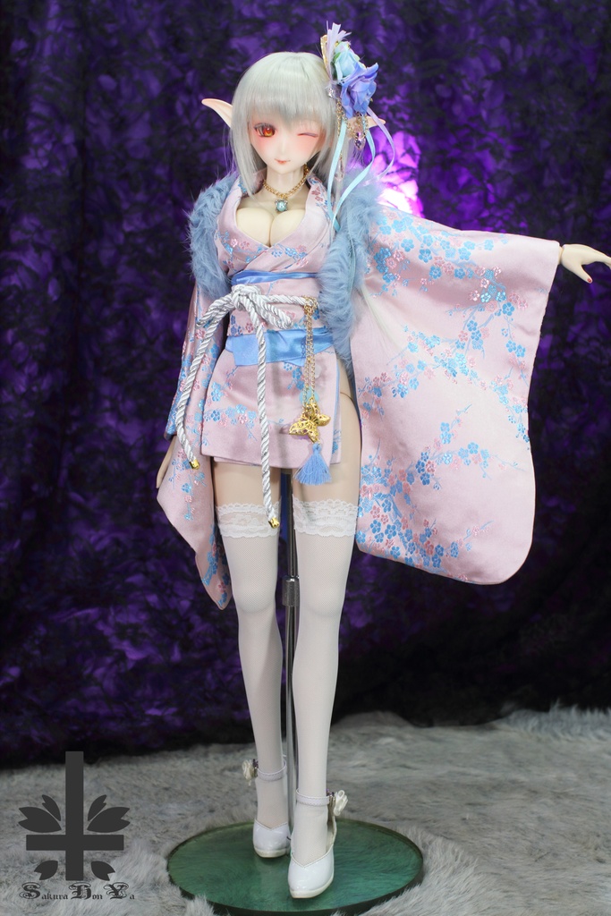 華麗短い和服 《桜雨》(絹織物)★★ONE OFF★★(送料無料)