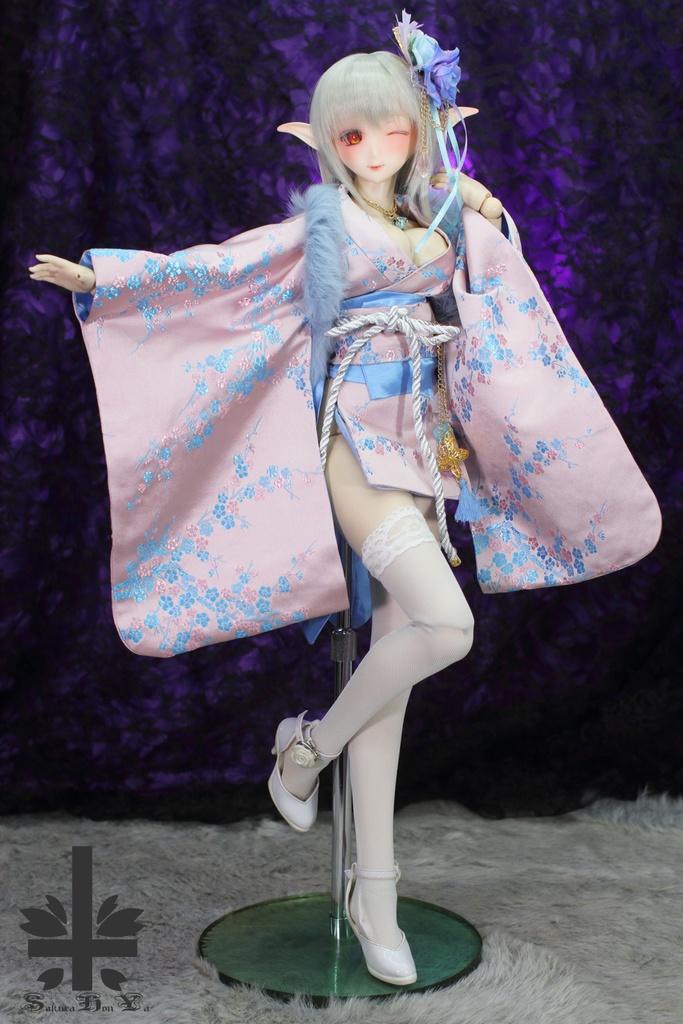 華麗短い和服 《桜雨》(絹織物)★★ONE OFF★★(送料無料)