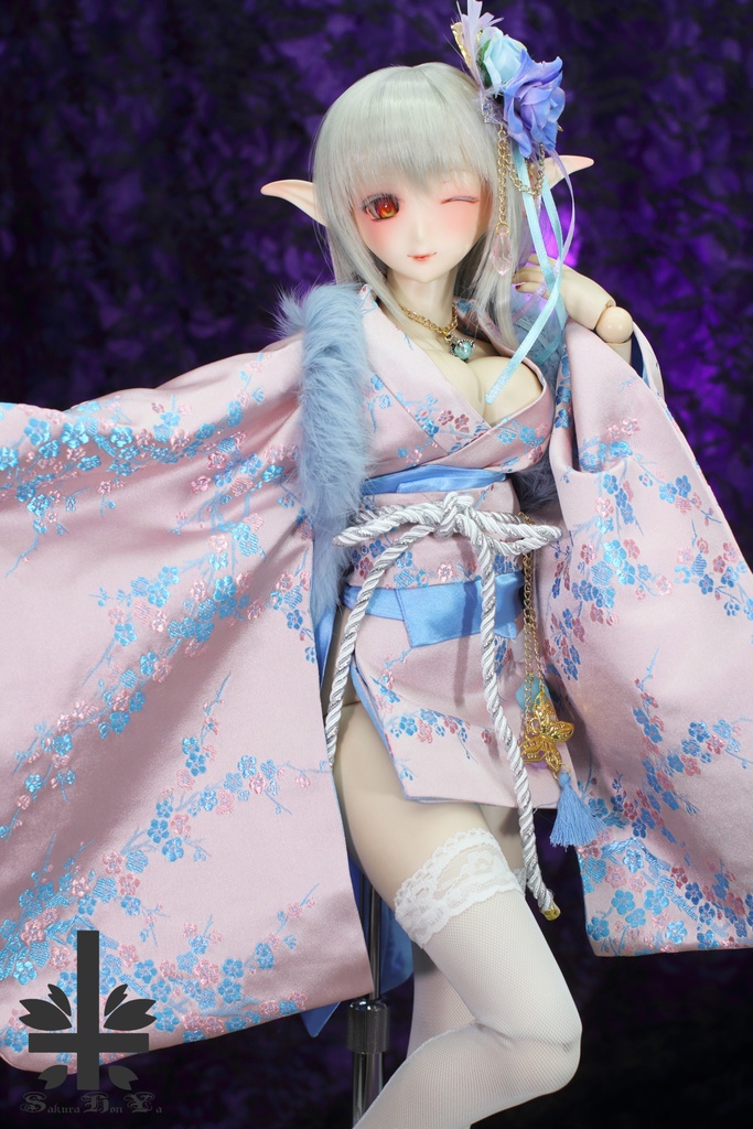 華麗短い和服 《桜雨》(絹織物)★★ONE OFF★★(送料無料)