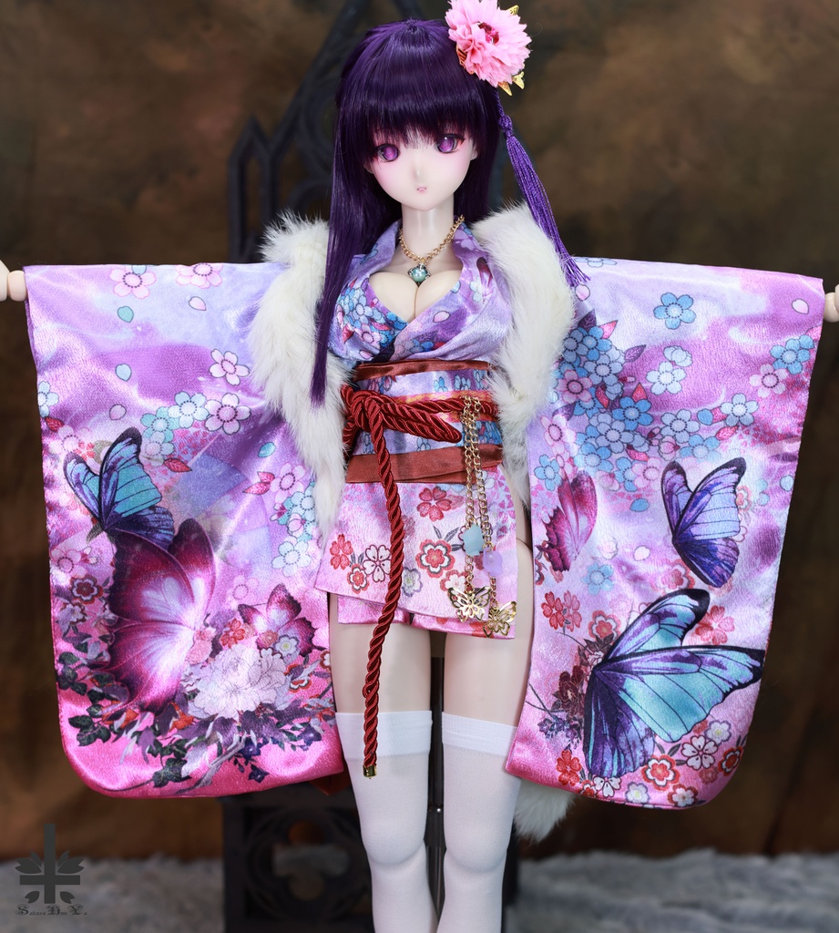 華麗短い和服《鏡花夢蝶》★★ONE OFF★★(送料無料)
