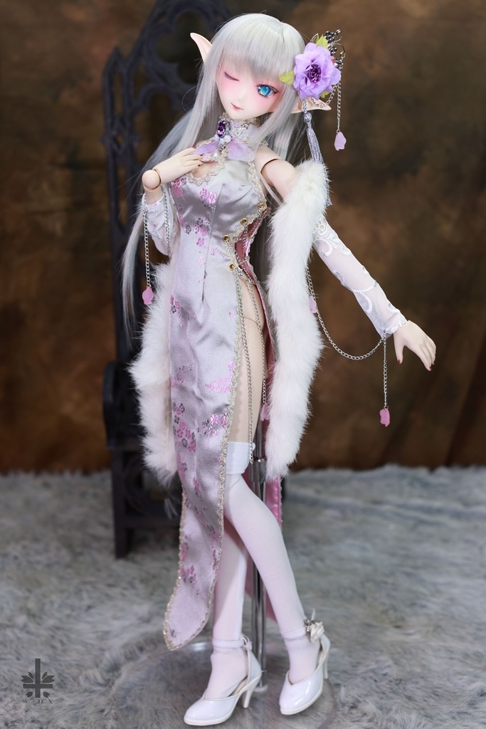 チャイナドレス《銀鈴》(絹織物)★★ONE OFF★★(送料無料)