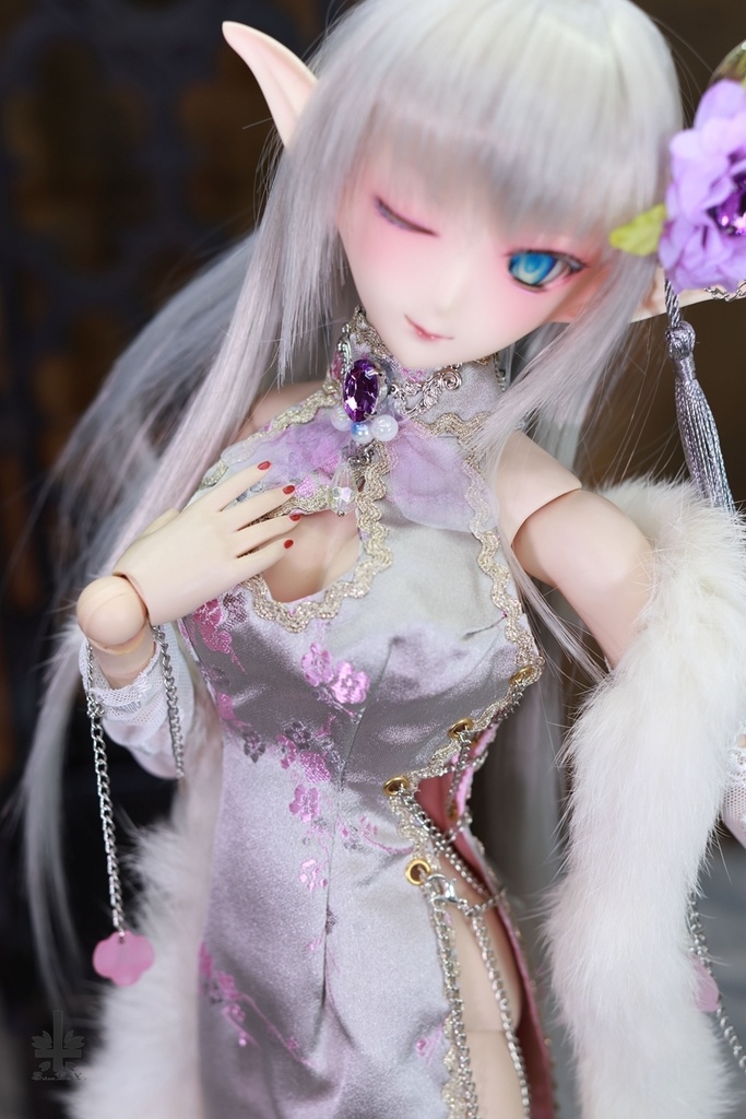 チャイナドレス《銀鈴》(絹織物)★★ONE OFF★★(送料無料)