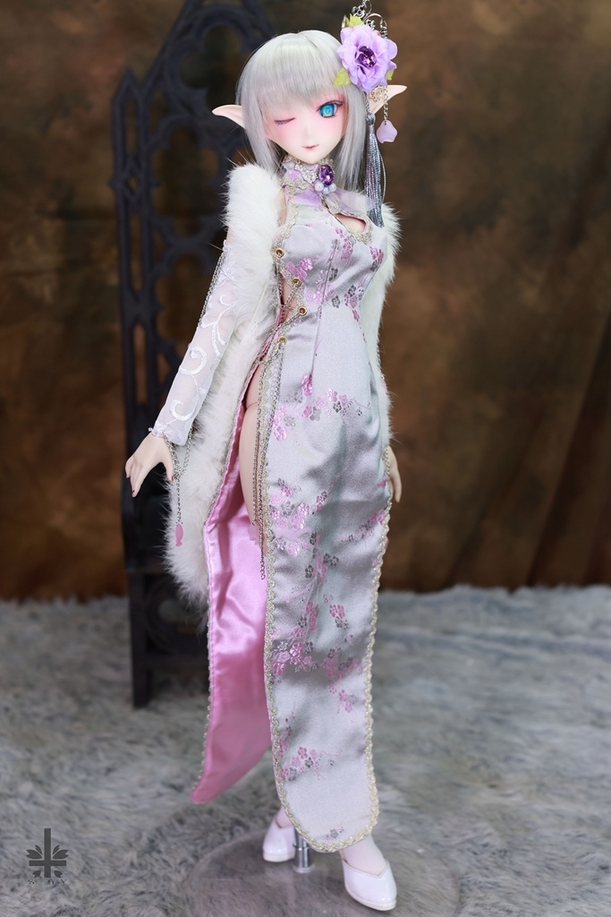 チャイナドレス《銀鈴》(絹織物)★★ONE OFF★★(送料無料)