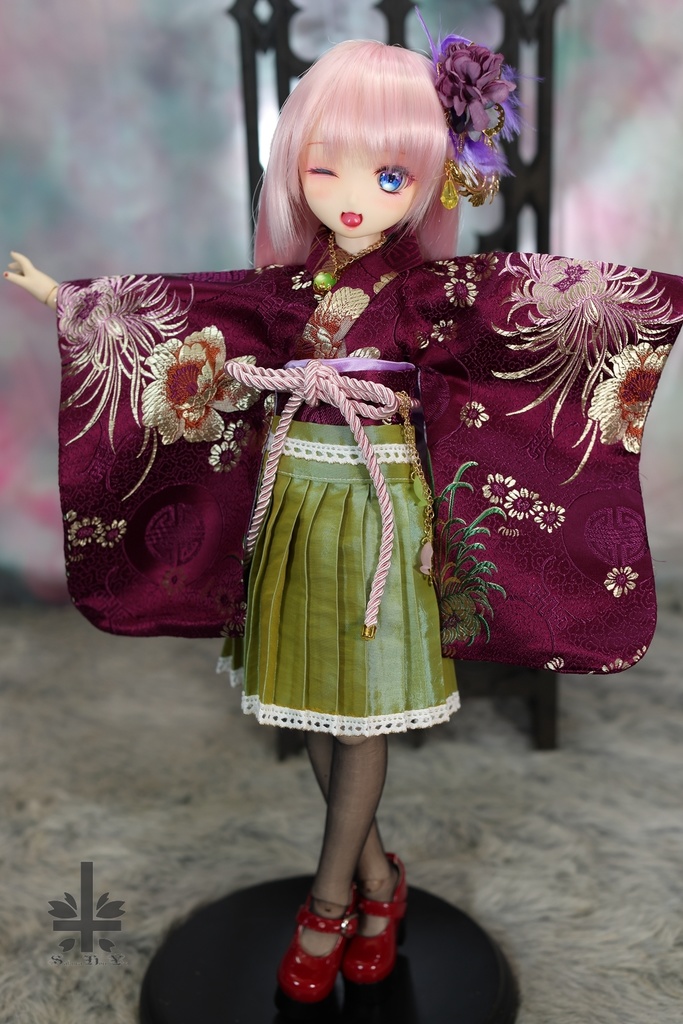 [MDD]華麗短い和服《紫織》(絹織物)★★ONE OFF★★(送料無料)