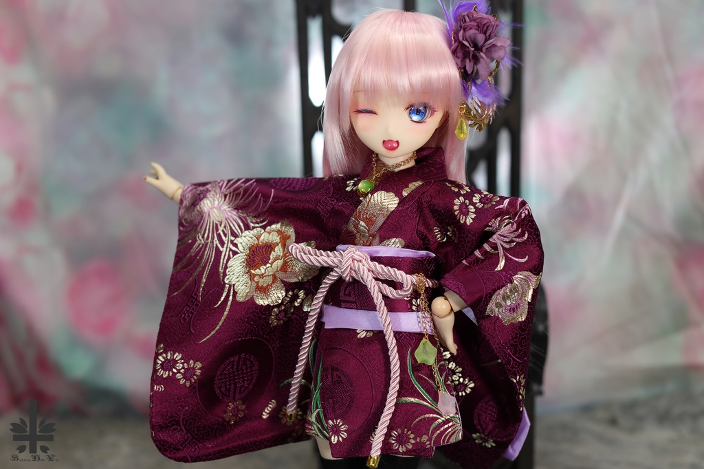 [MDD]華麗短い和服《紫織》(絹織物)★★ONE OFF★★(送料無料)