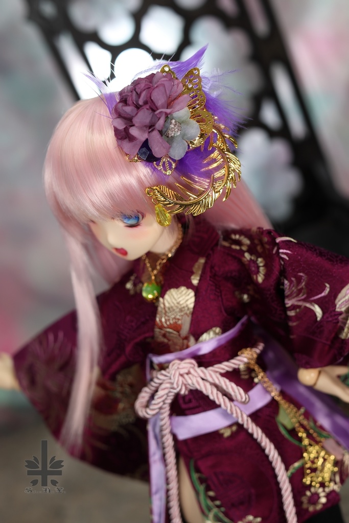 [MDD]華麗短い和服《紫織》(絹織物)★★ONE OFF★★(送料無料)