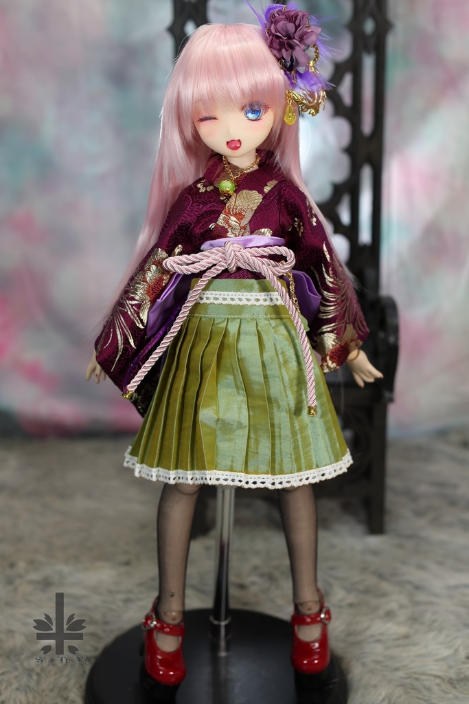 [MDD]華麗短い和服《紫織》(絹織物)★★ONE OFF★★(送料無料)