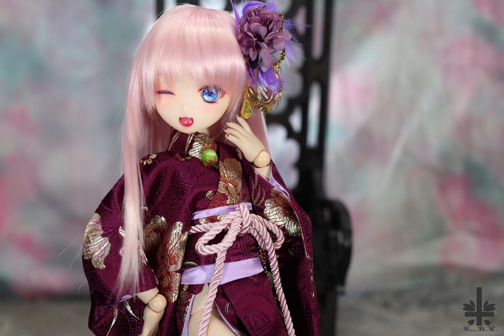 [MDD]華麗短い和服《紫織》(絹織物)★★ONE OFF★★(送料無料)