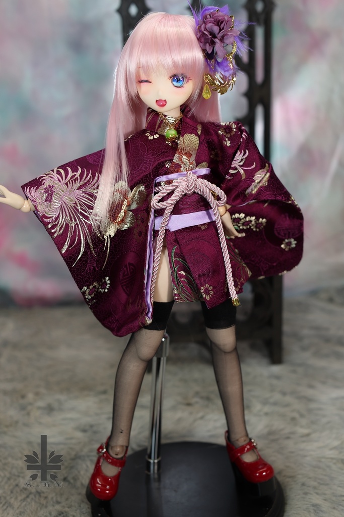 [MDD]華麗短い和服《紫織》(絹織物)★★ONE OFF★★(送料無料)