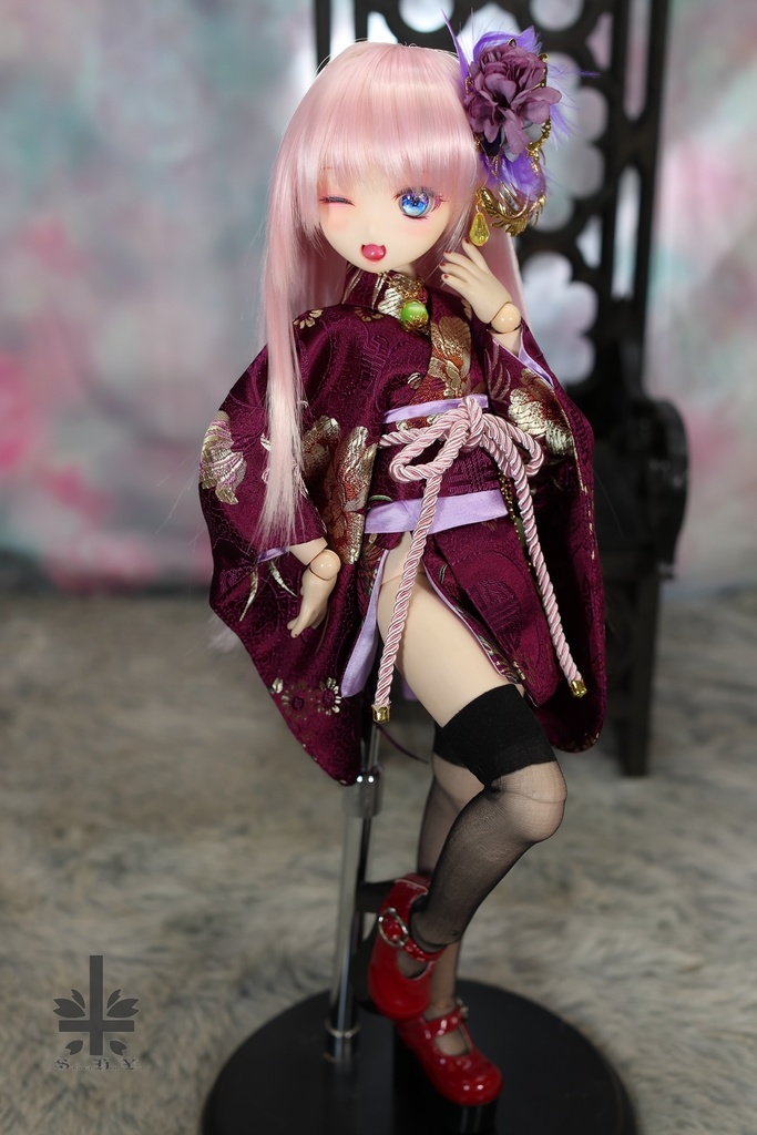[MDD]華麗短い和服《紫織》(絹織物)★★ONE OFF★★(送料無料)