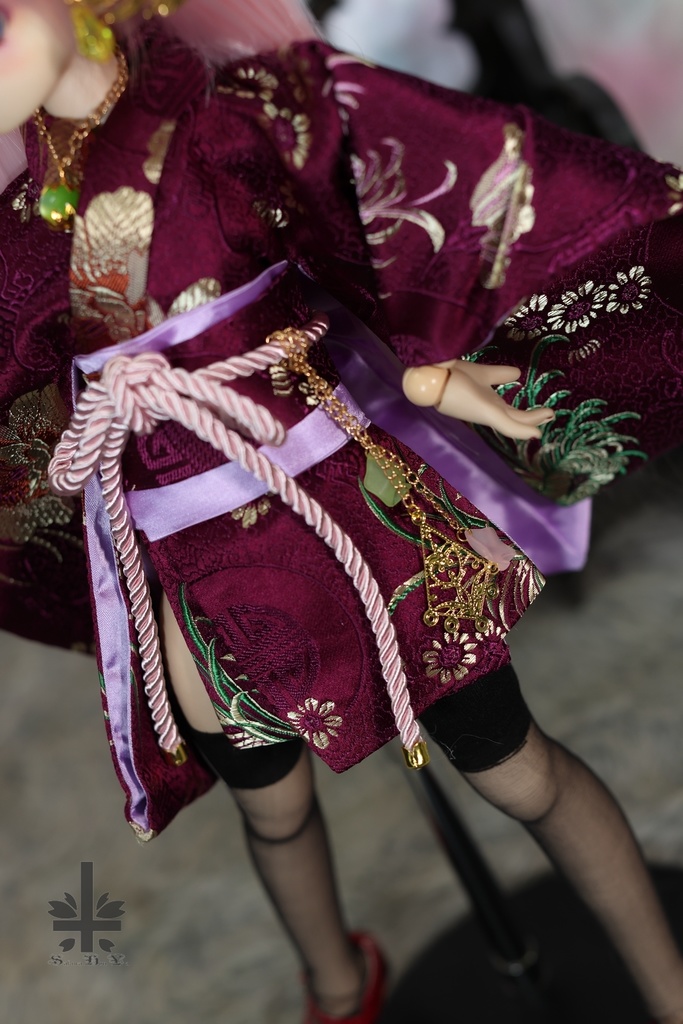 [MDD]華麗短い和服《紫織》(絹織物)★★ONE OFF★★(送料無料)