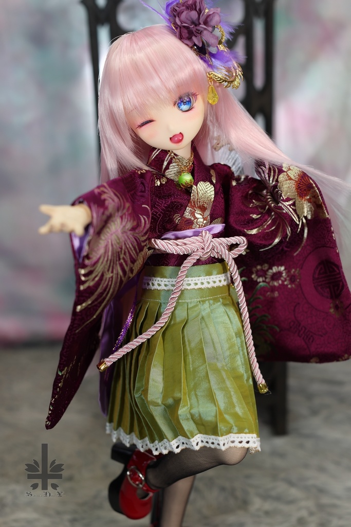 [MDD]華麗短い和服《紫織》(絹織物)★★ONE OFF★★(送料無料)