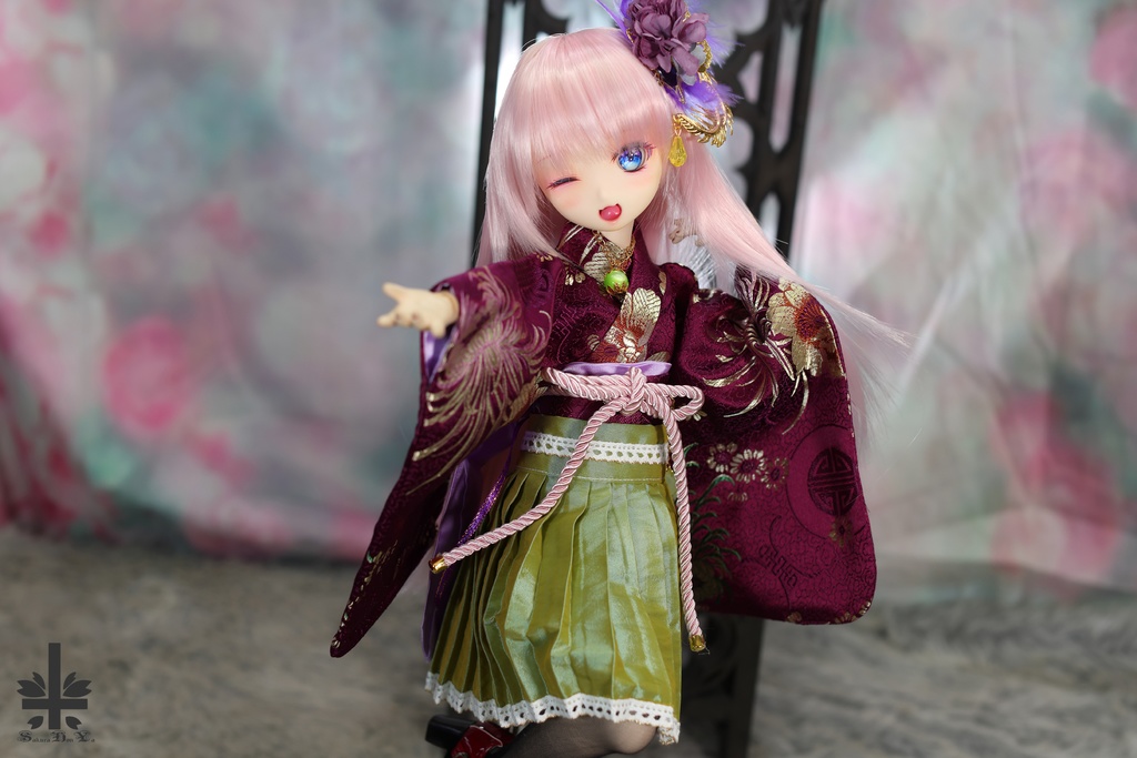 [MDD]華麗短い和服《紫織》(絹織物)★★ONE OFF★★(送料無料)