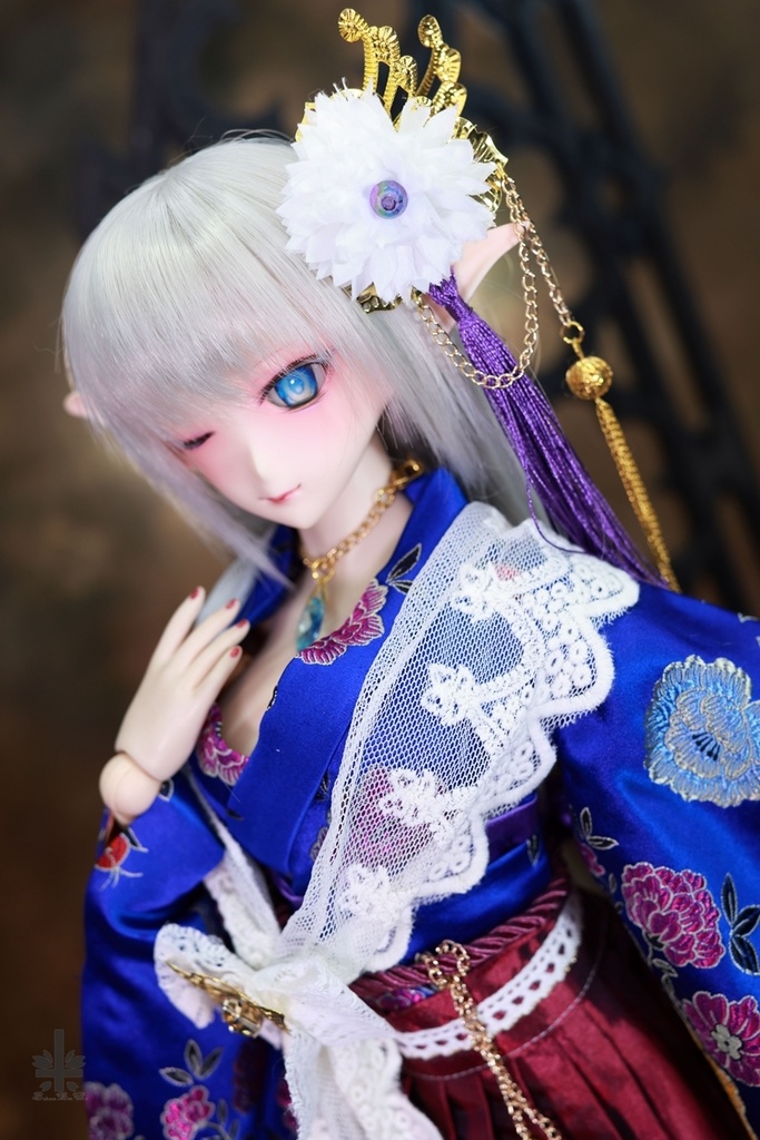 華麗短い和服《夜華》(絹織物)★★ONE OFF★★(送料無料)