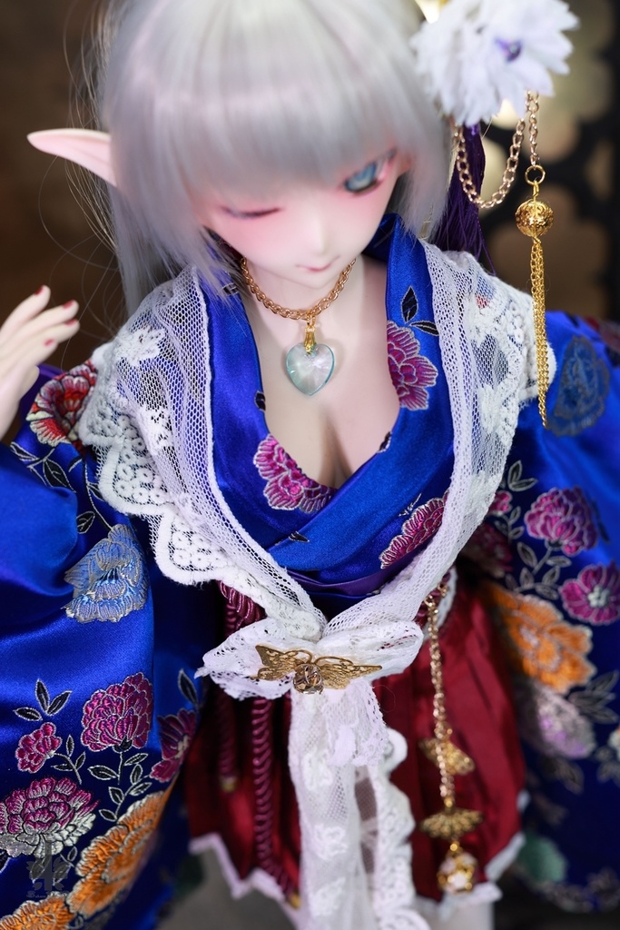 華麗短い和服《夜華》(絹織物)★★ONE OFF★★(送料無料)