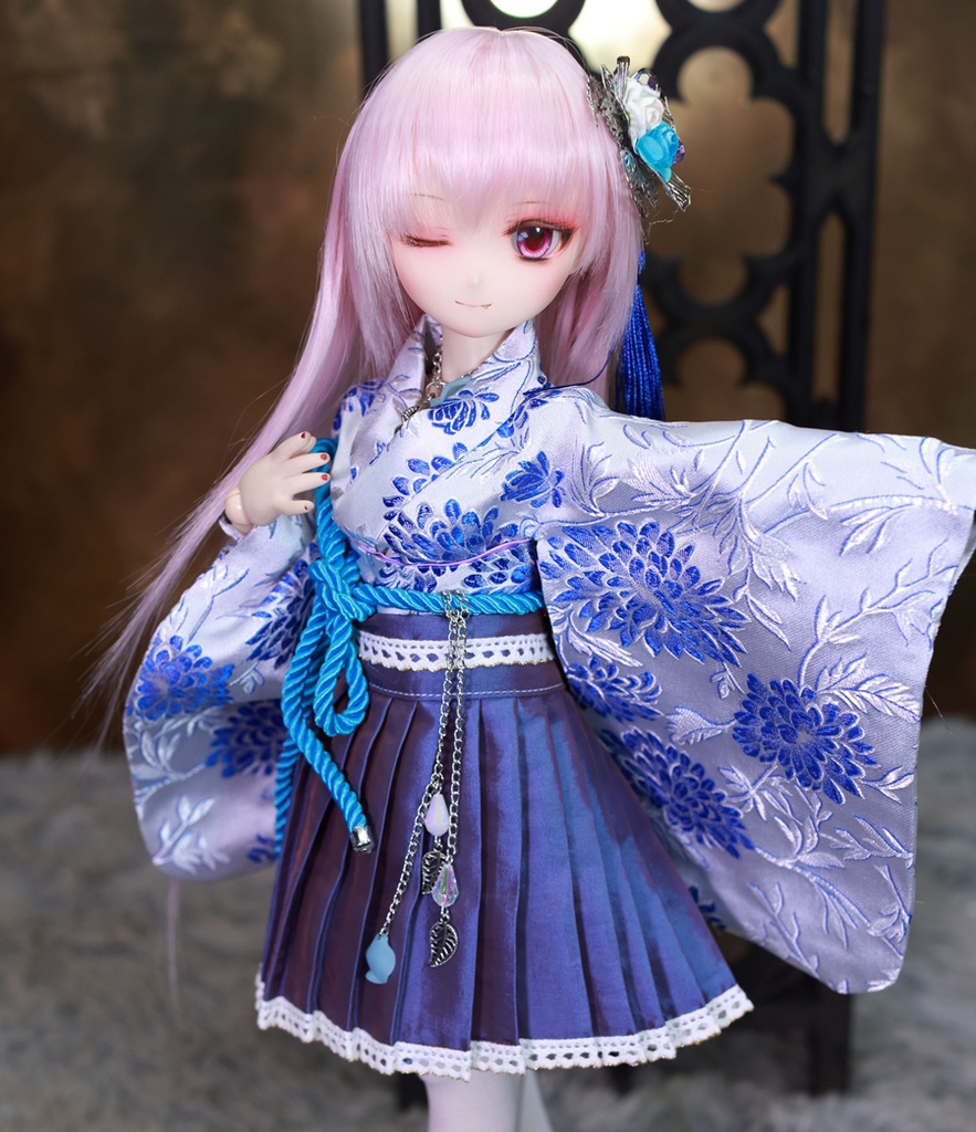 [MDD]華麗短い和服《氷花》(絹織物)★★ONE OFF★★(送料無料)