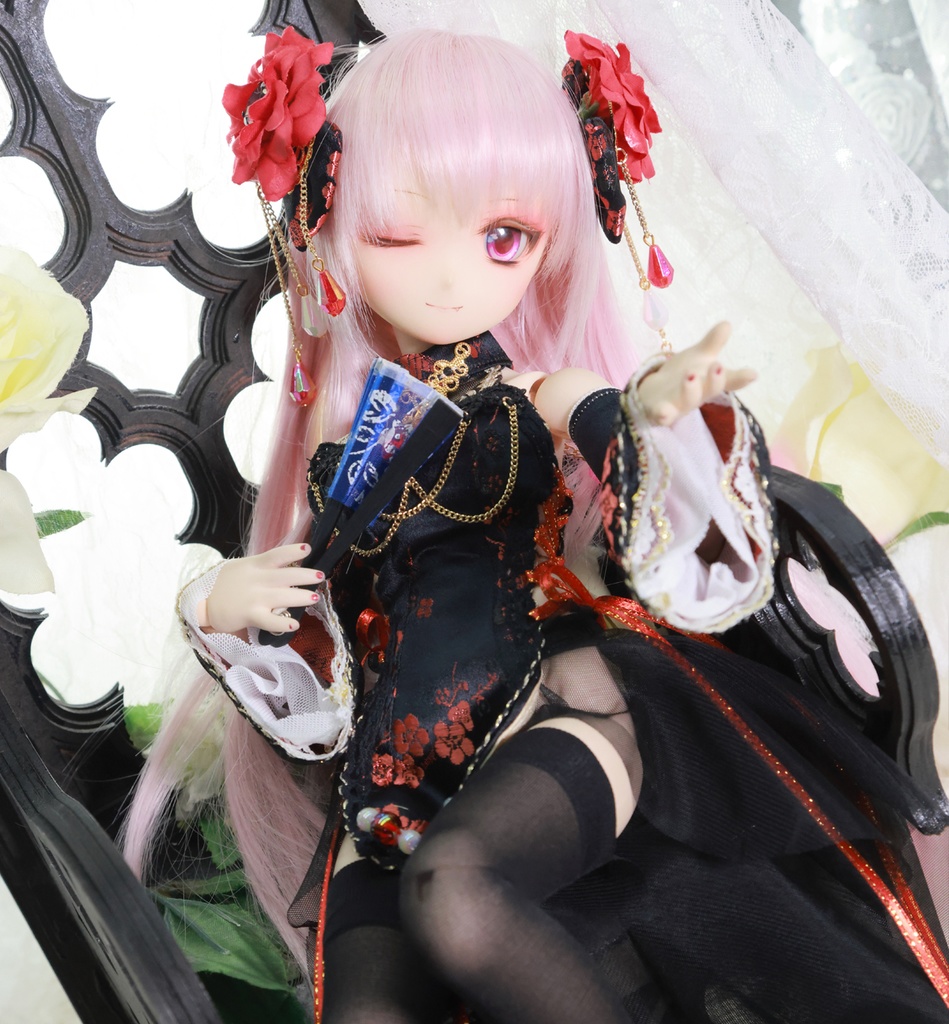[MDD]チャイナドレス《黒緋梅》(絹織物)★★ONE OFF★★(送料無料)