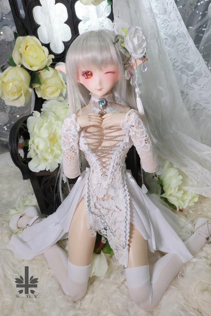 チャイナドレス《幻曇花。銀》★★ONE OFF★★(送料無料)